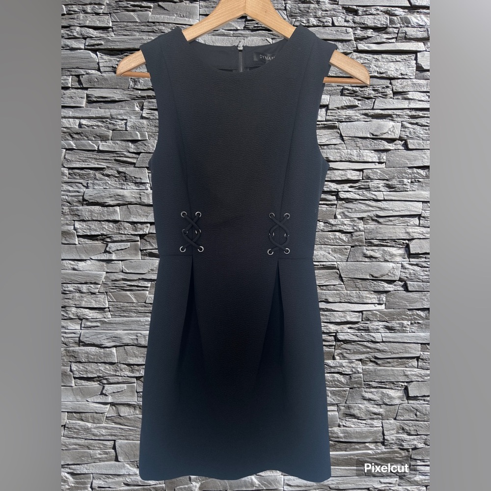 Dynamite Black Lace Up Tulip Dress XS NWT Bodycon Cocktail Party Minimalist